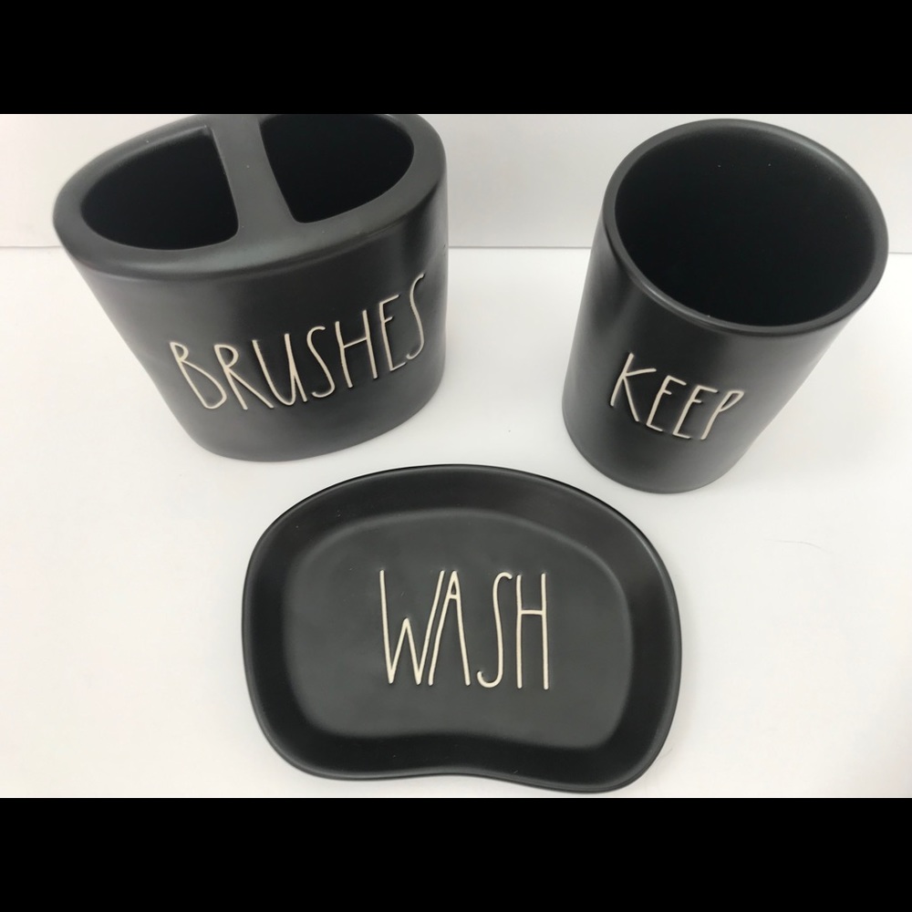 🆕 🖤 🎉HP🎉New Rae Dunn Black Collection 3pc Set - Picture 6 of 8